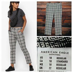 NWOT American Eagle Pants 18 High Rise Skinny Fit Ankle Trouser Plaid Stretch